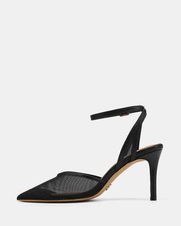 Raylee Black Mesh Textile High Heels