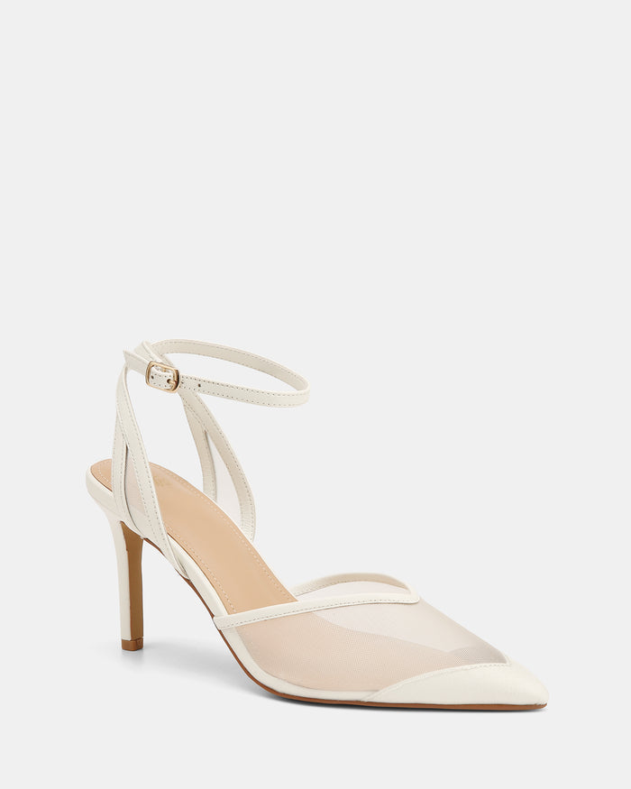 Raylee White Mesh Textile High Heels