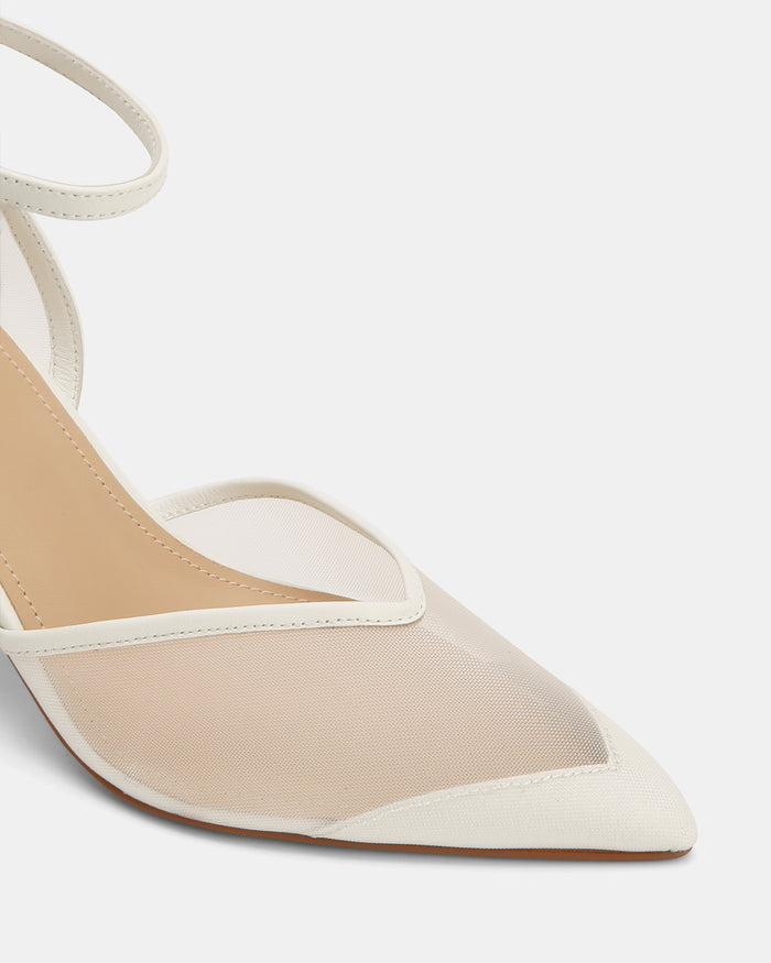 Raylee White Mesh Textile High Heels