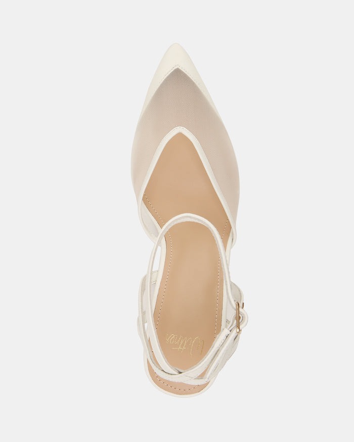 Raylee White Mesh Textile High Heels
