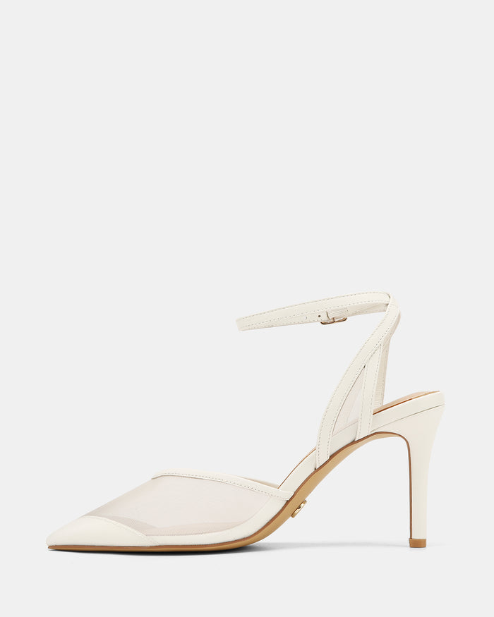Raylee White Mesh Textile High Heels