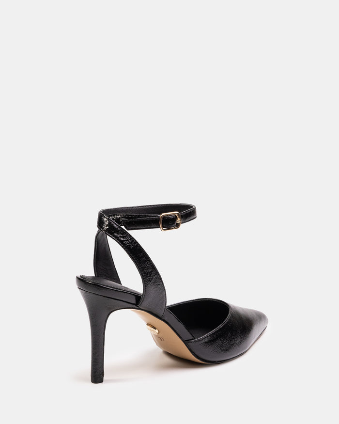 Reva Black Leather Stiletto Heel