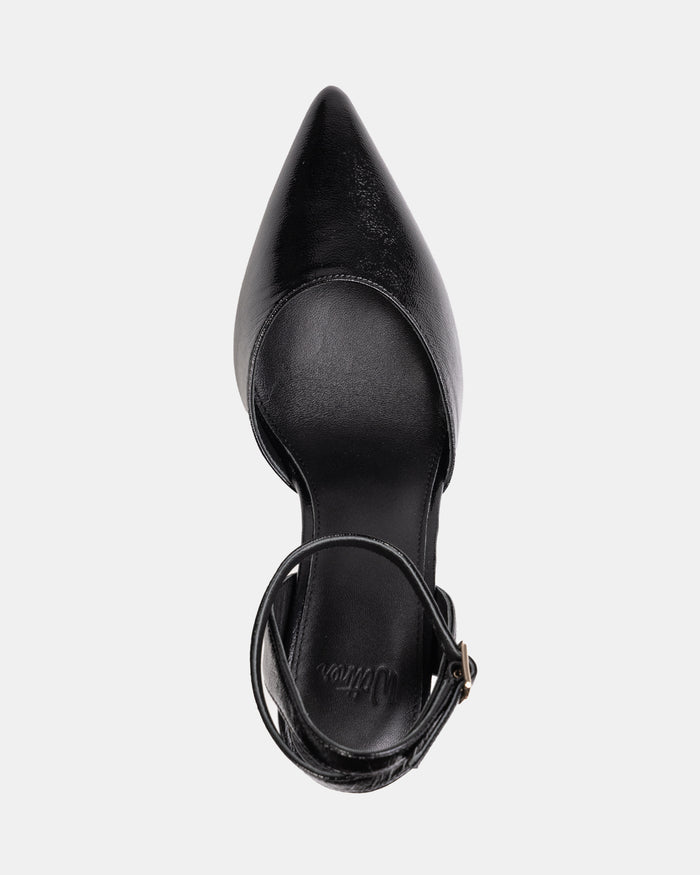 Reva Black Leather Stiletto Heel