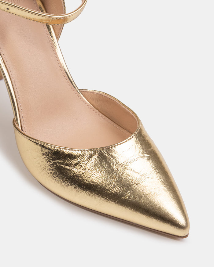 Reva Gold Metallic Leather Stiletto Heel