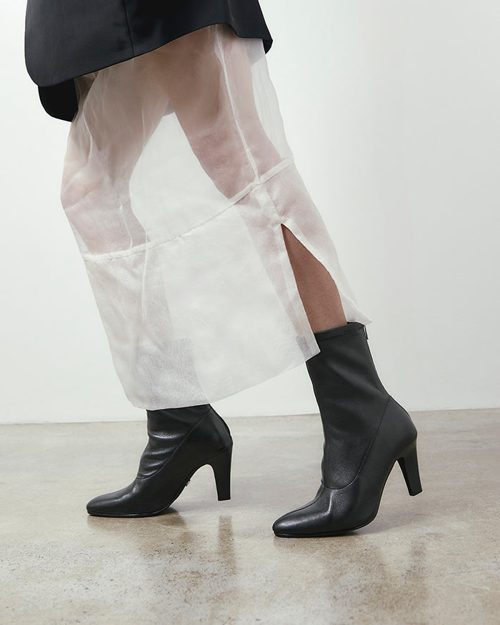 Rilee Black Stretch Leather Ankle Boot