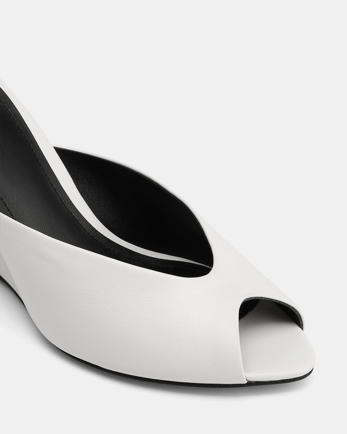 Rio White Leather Wedges