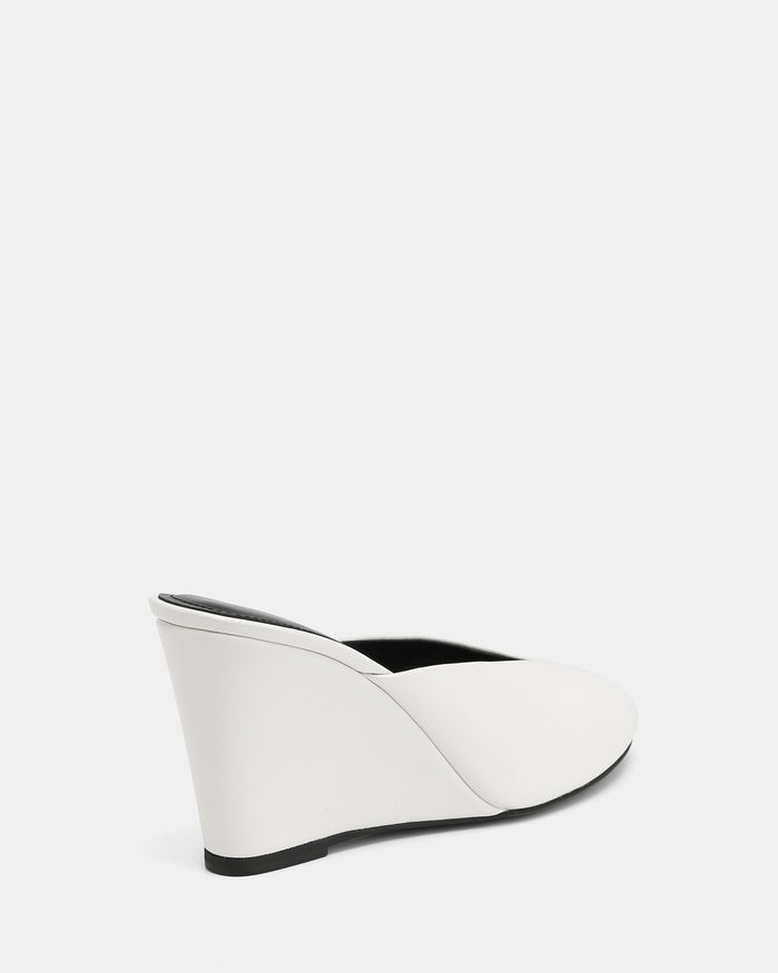 Rio White Leather Wedges
