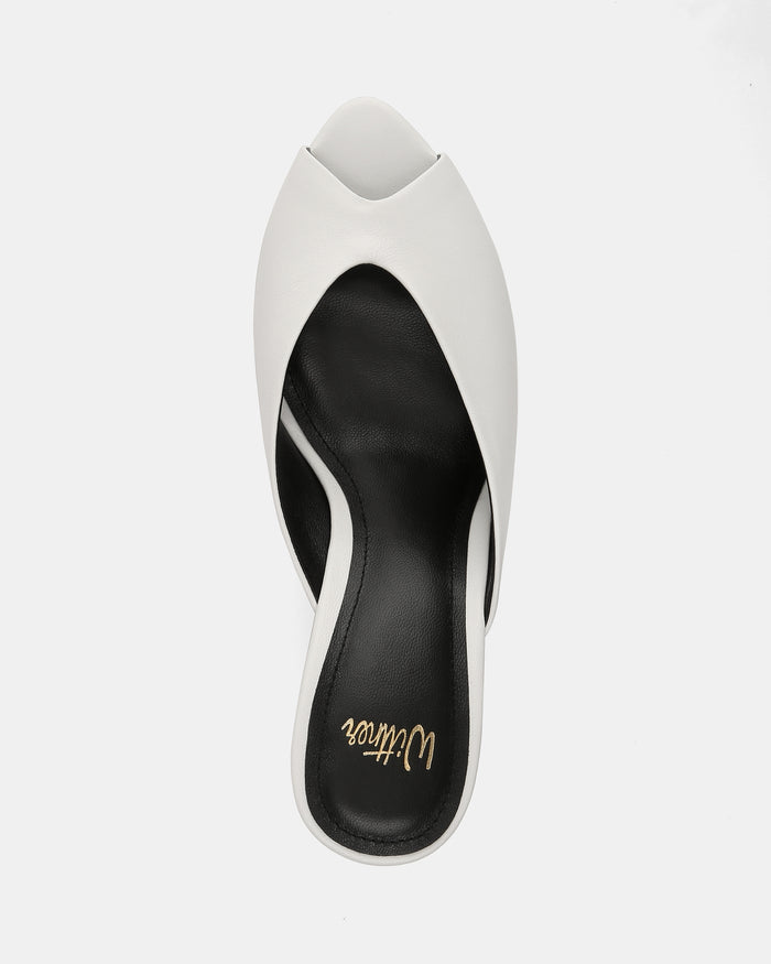 Rio White Leather Wedges
