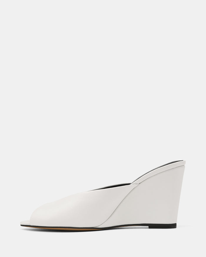 Rio White Leather Wedges