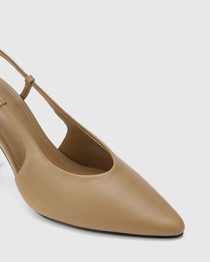 Sella Taupe Leather Slingback