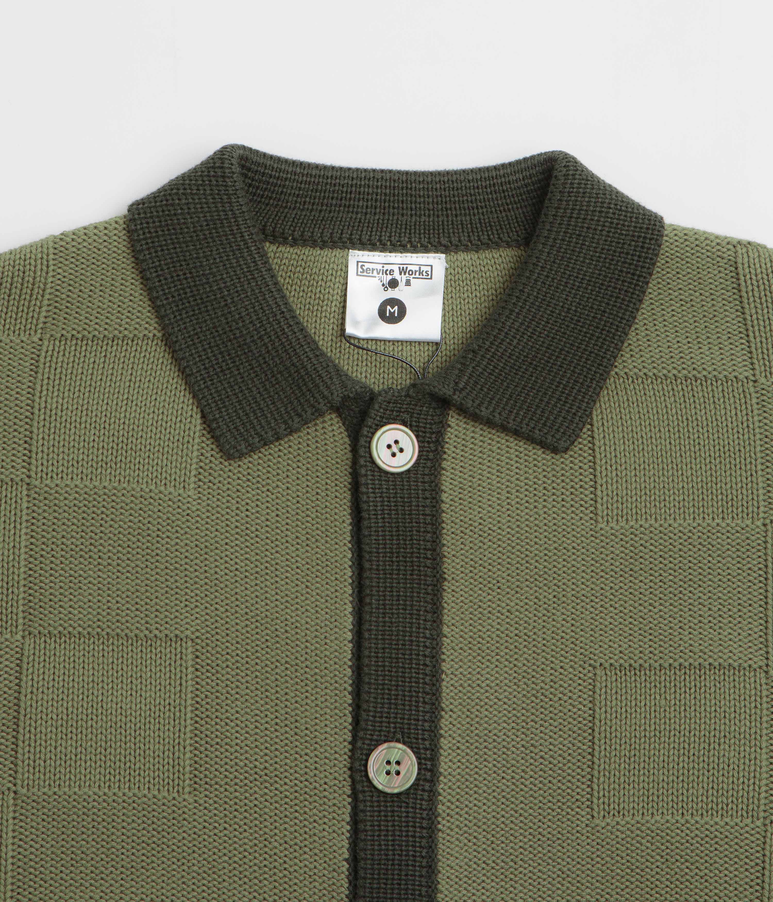 Service Works Check Panel Cardigan - Olive