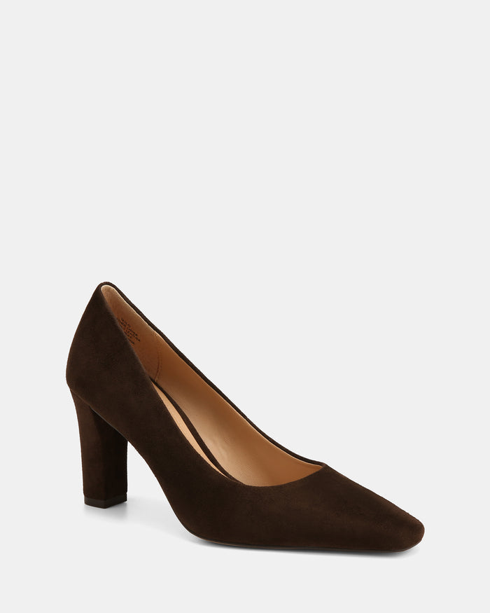 Shilo Espresso Suede Leather High Heel Pumps