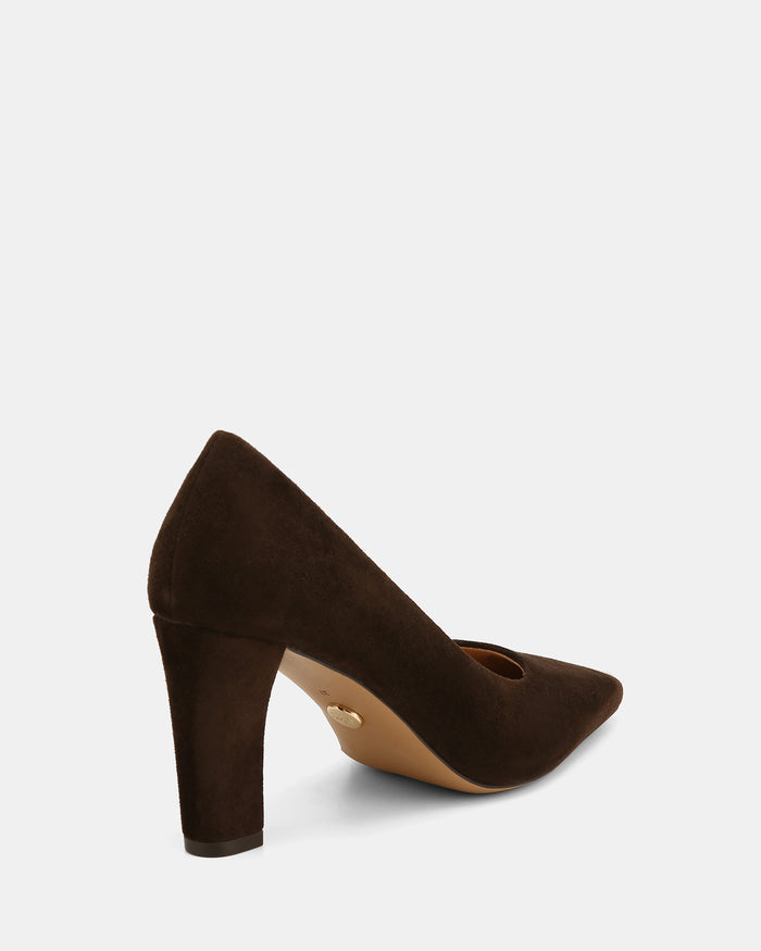 Shilo Espresso Suede Leather High Heel Pumps
