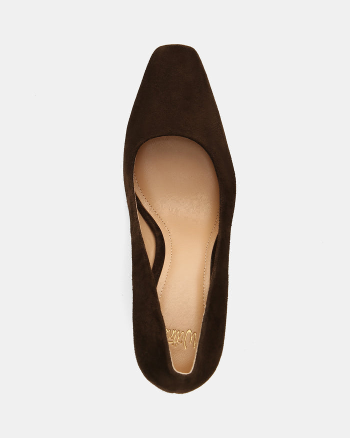 Shilo Espresso Suede Leather High Heel Pumps