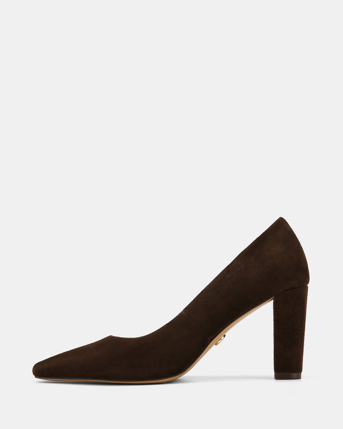 Shilo Espresso Suede Leather High Heel Pumps