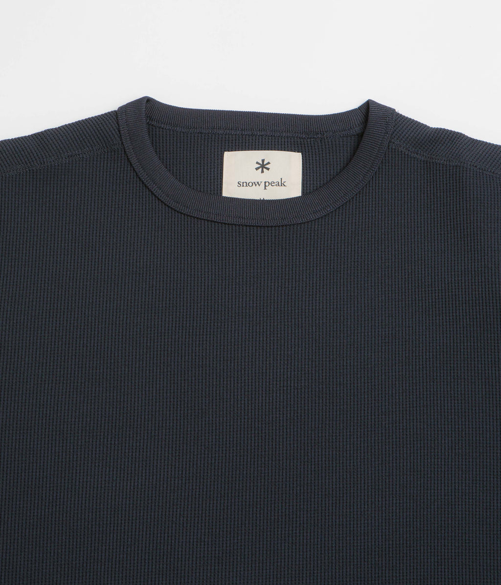 Snow Peak Dry Waffle Long Sleeve T-Shirt - Dark Navy