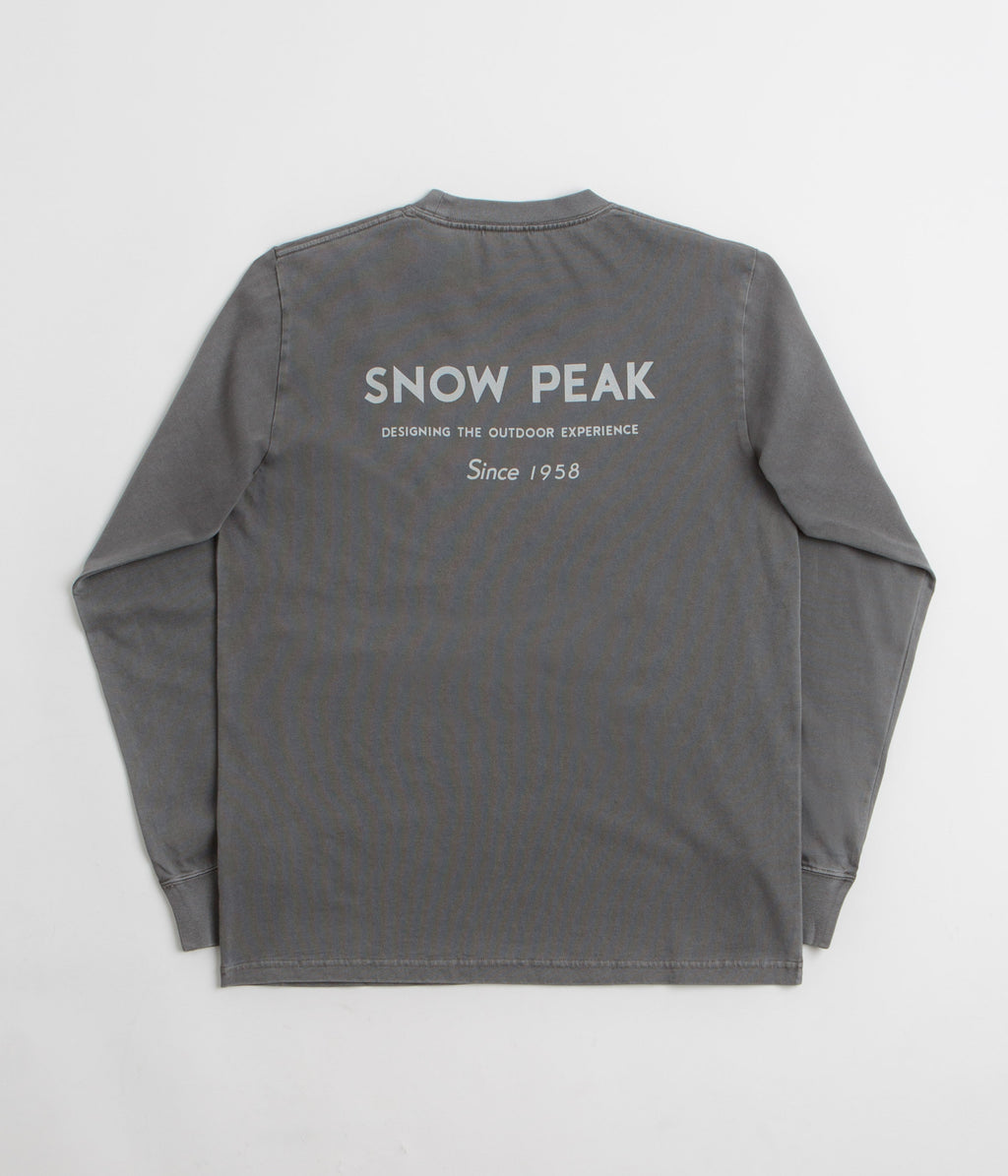 Snow Peak Garment Dyed Long Sleeve T-Shirt - Charcoal