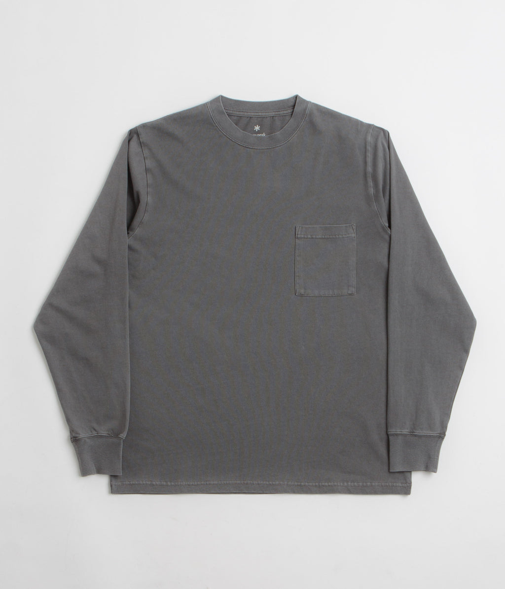 Snow Peak Garment Dyed Long Sleeve T-Shirt - Charcoal