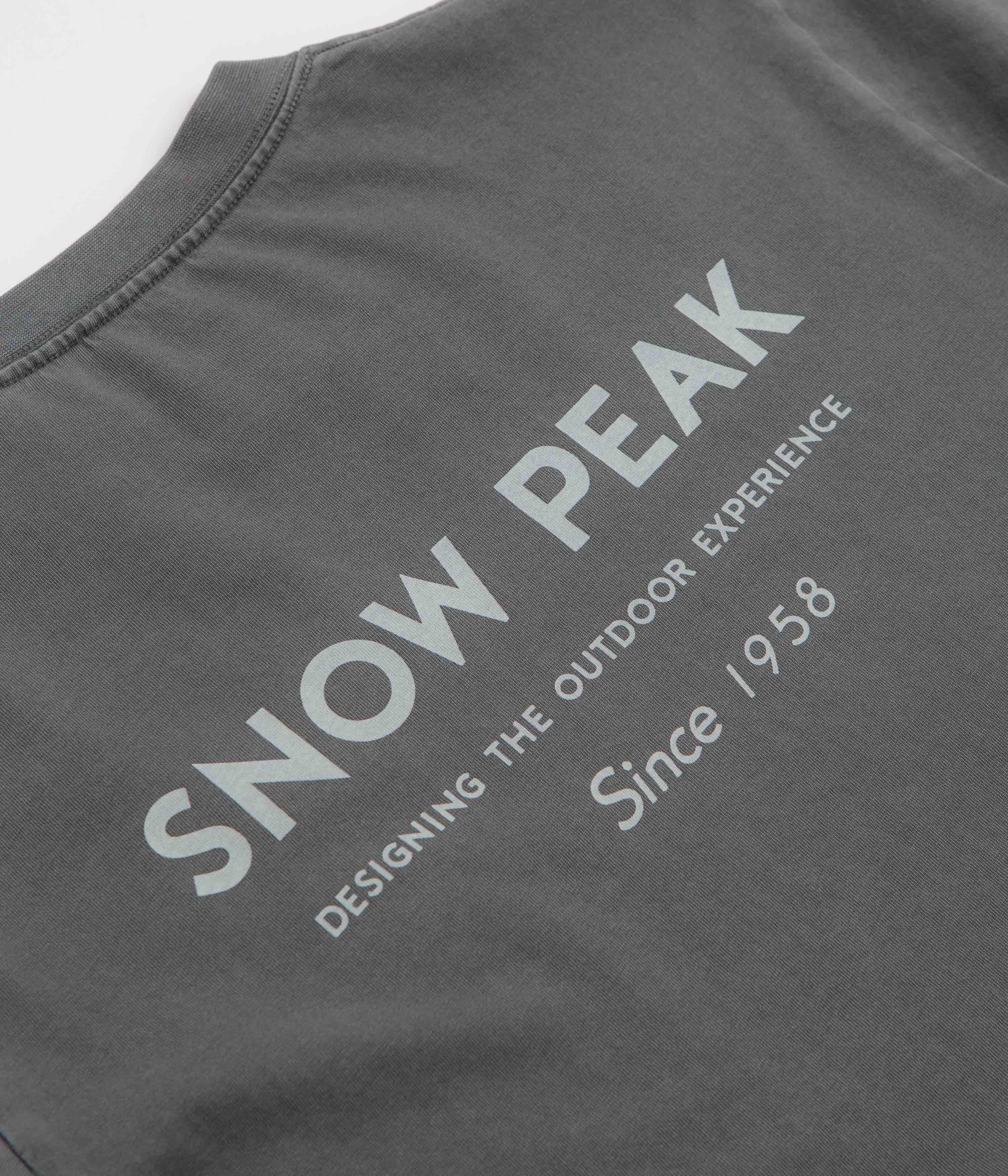 Snow Peak Garment Dyed Long Sleeve T-Shirt - Charcoal