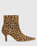 Tadita Sand Leopard Print Hair On Leather Ankle Boot