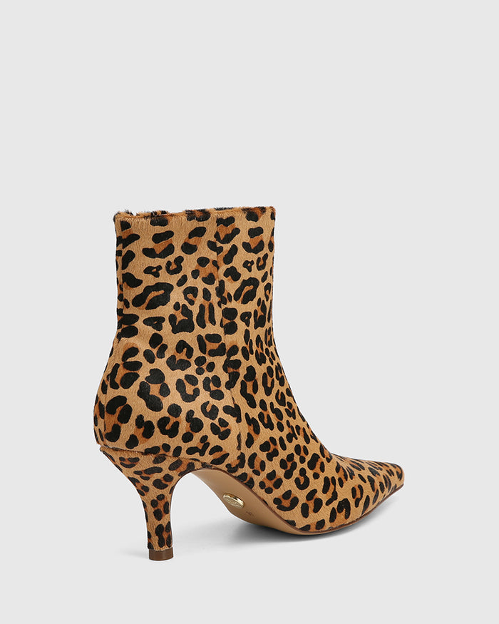 Tadita Sand Leopard Print Hair On Leather Ankle Boot