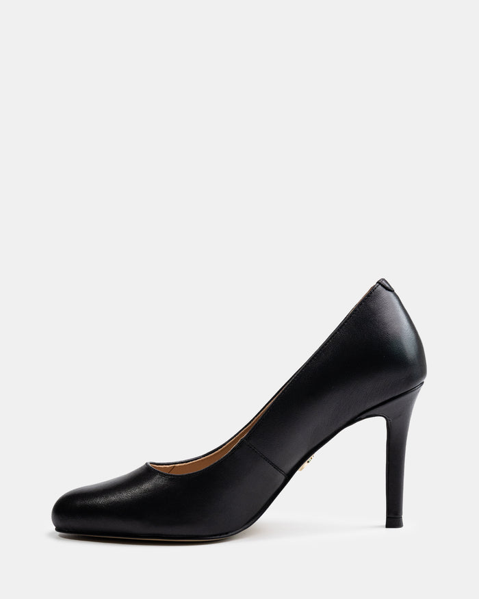 Tash Black Leather Stiletto Pump