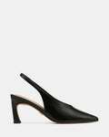 Tessa Black Leather High Heel Slingbacks