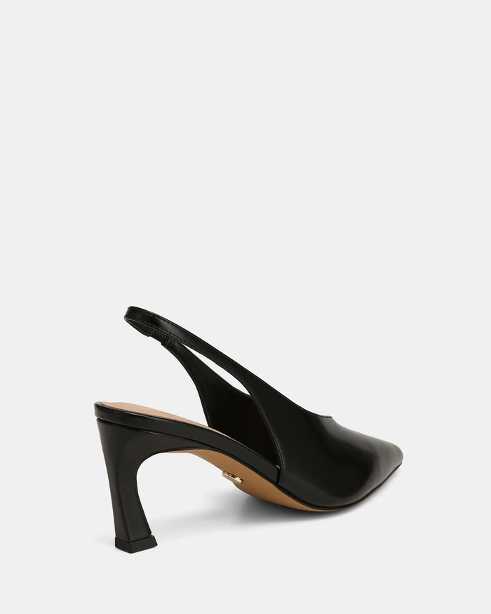 Tessa Black Leather High Heel Slingbacks