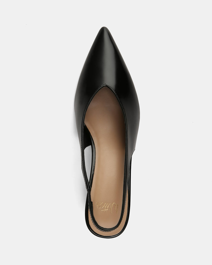 Tessa Black Leather High Heel Slingbacks
