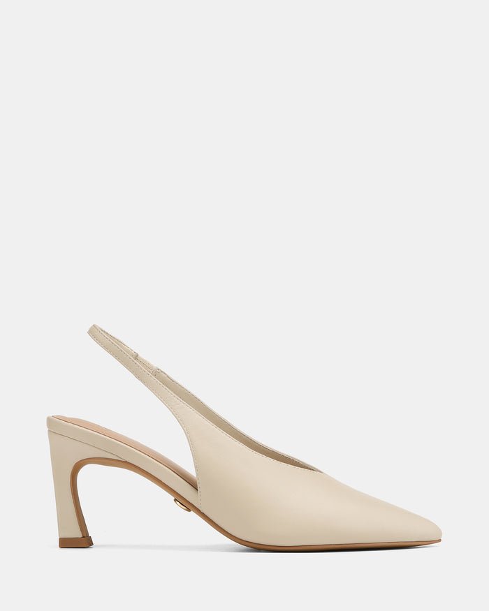 Tessa Vintage Ivory Leather High Heel Slingbacks
