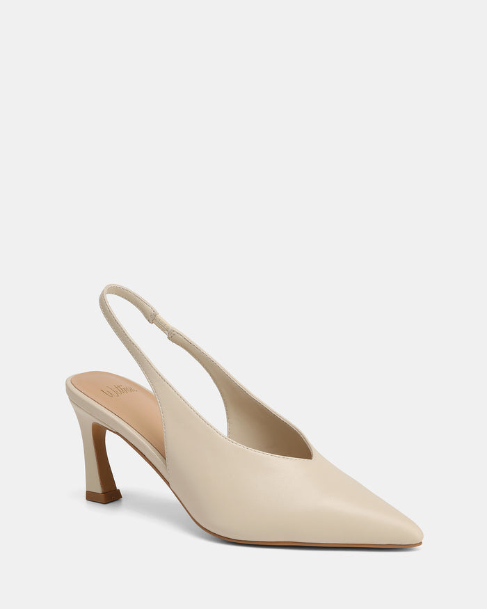 Tessa Vintage Ivory Leather High Heel Slingbacks
