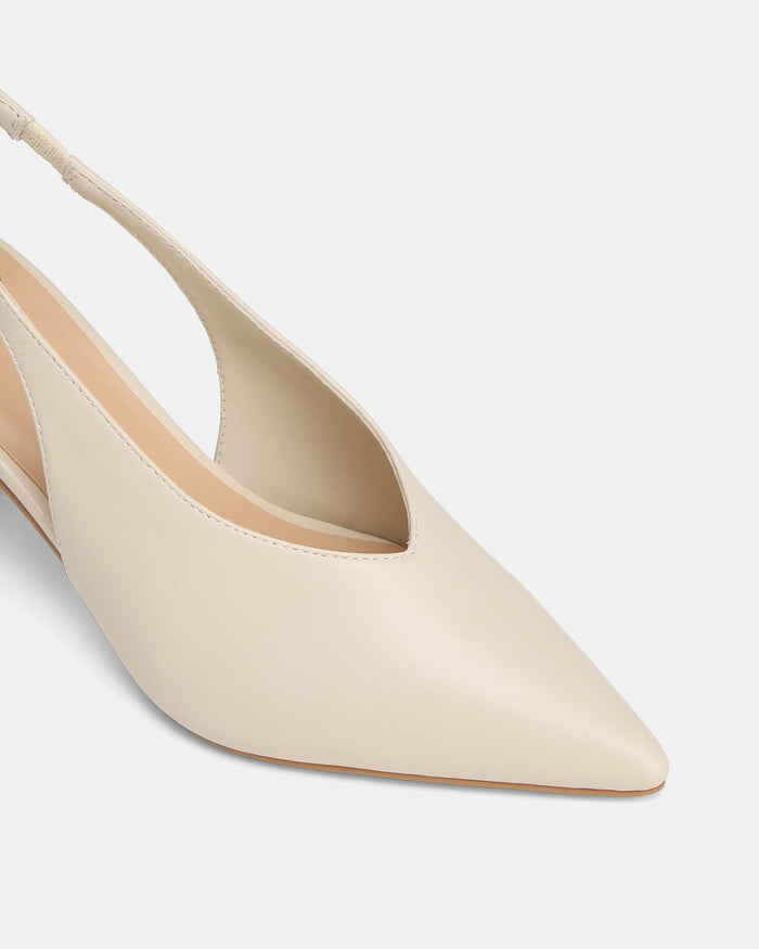 Tessa Vintage Ivory Leather High Heel Slingbacks