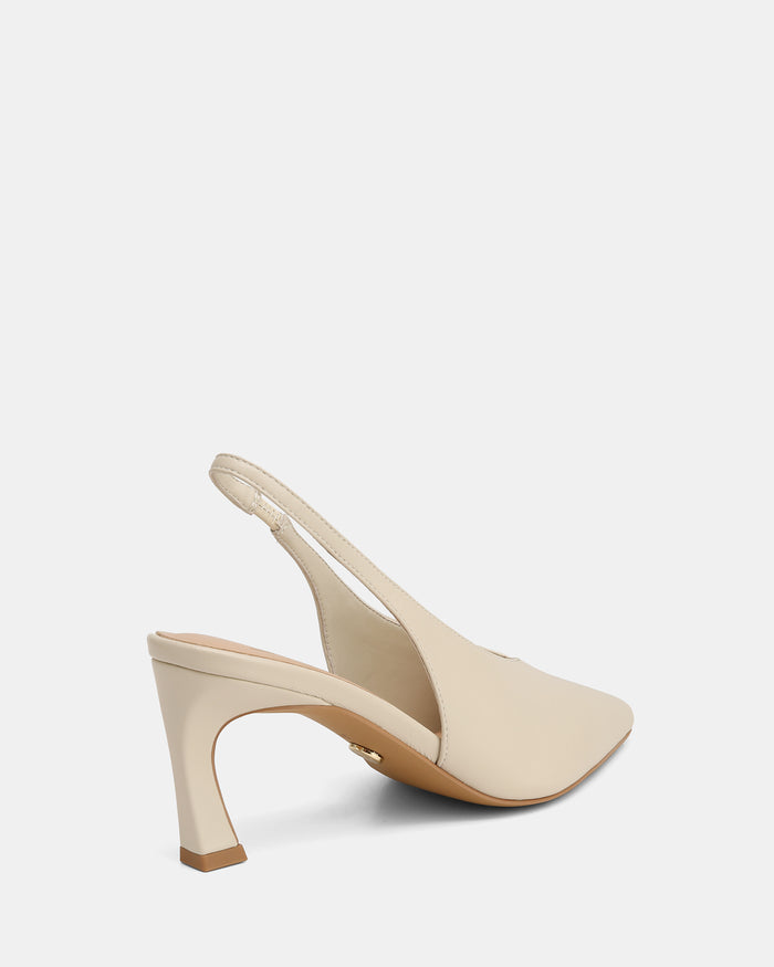 Tessa Vintage Ivory Leather High Heel Slingbacks