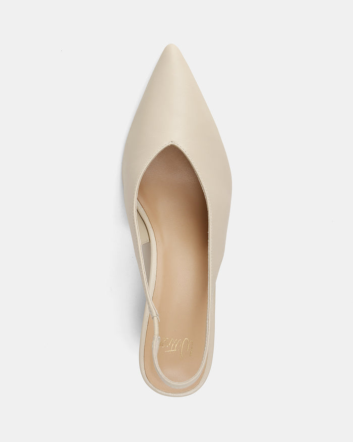 Tessa Vintage Ivory Leather High Heel Slingbacks