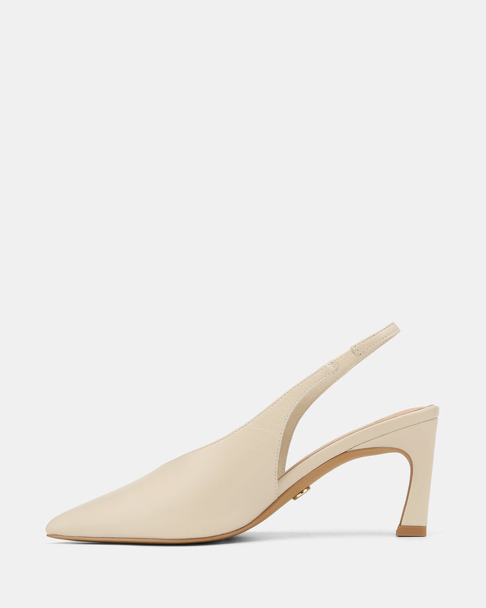 Tessa Vintage Ivory Leather High Heel Slingbacks
