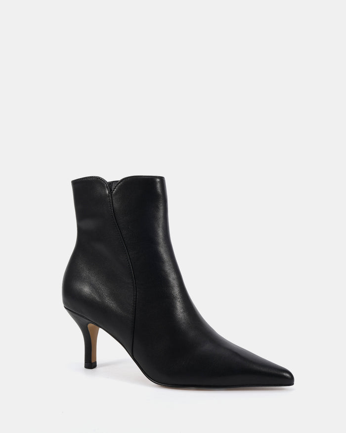 Tiara Black Leather Ankle Boot