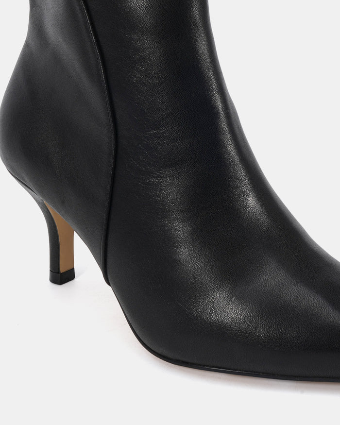 Tiara Black Leather Ankle Boot