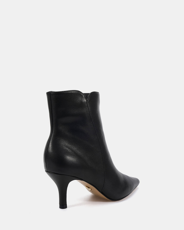 Tiara Black Leather Ankle Boot