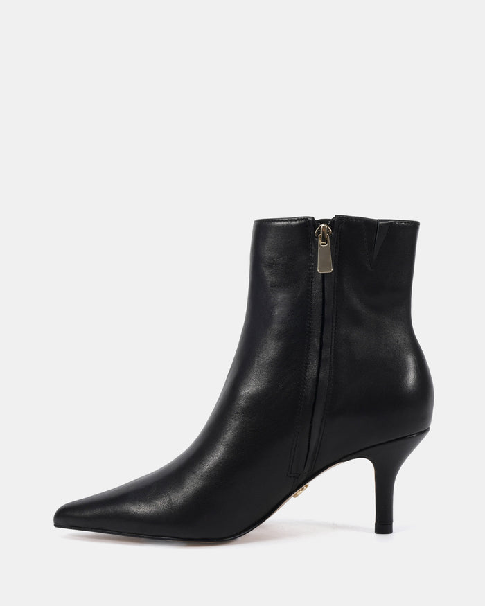 Tiara Black Leather Ankle Boot