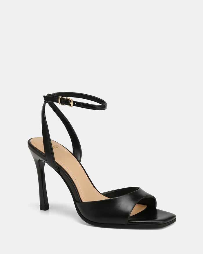 Xandy Black Leather High Heels