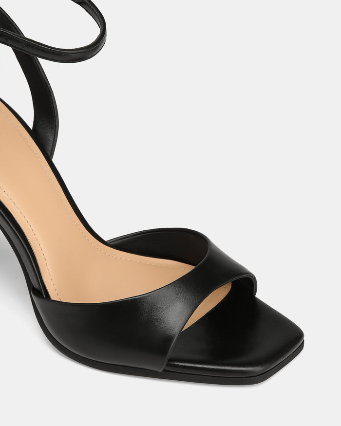 Xandy Black Leather High Heels