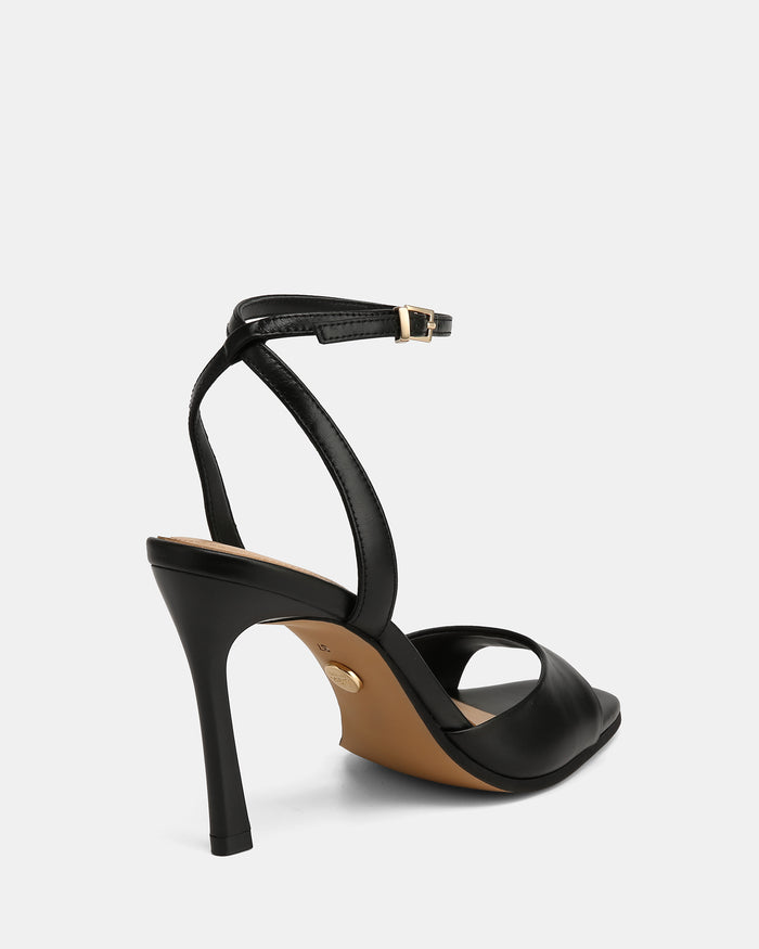 Xandy Black Leather High Heels