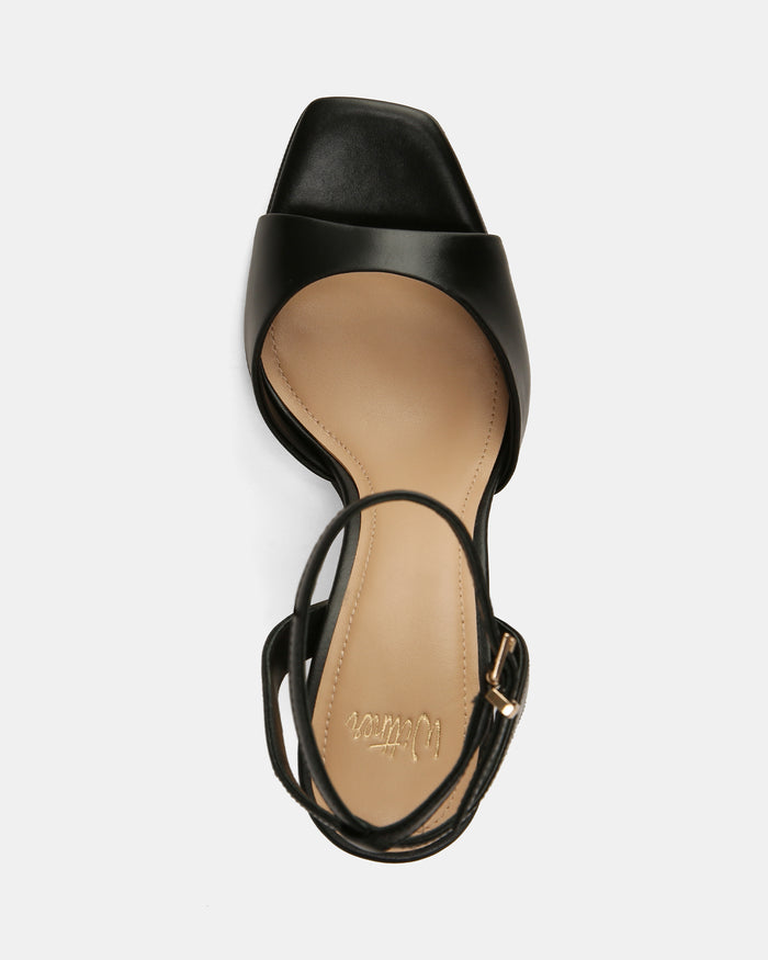 Xandy Black Leather High Heels