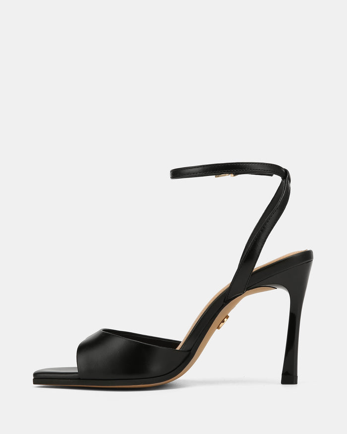 Xandy Black Leather High Heels