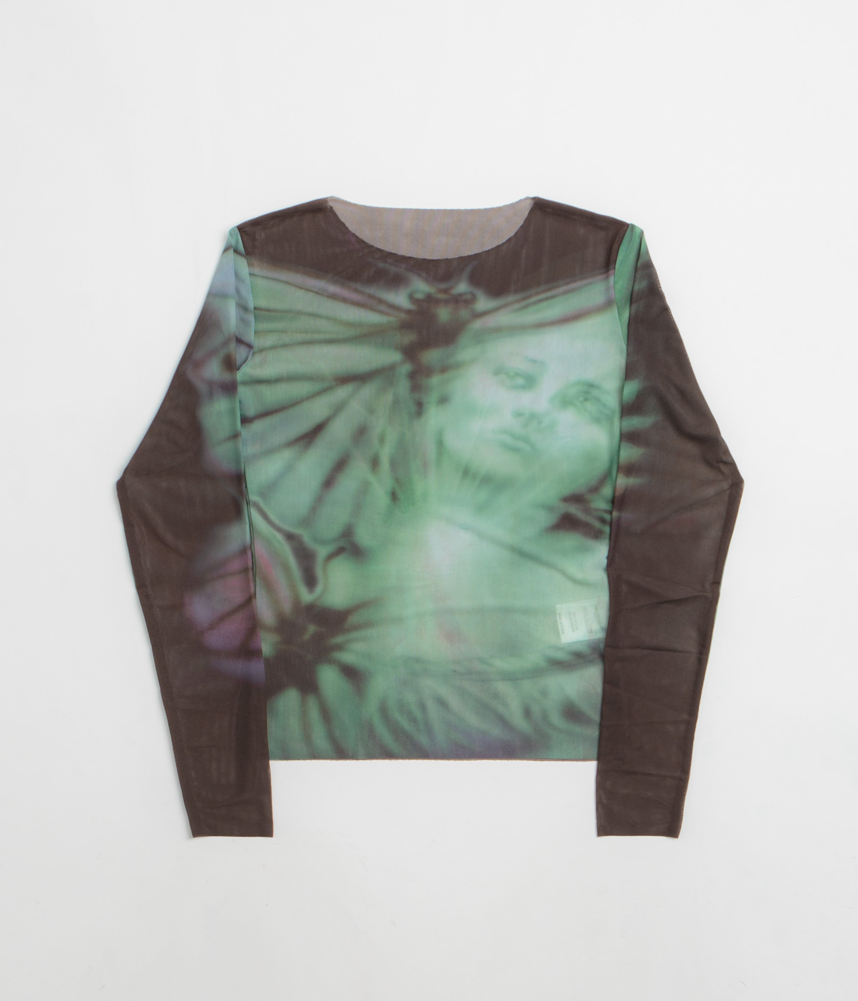 Yardsale Womens Butterfly Mesh Long Sleeve T-Shirt - Black