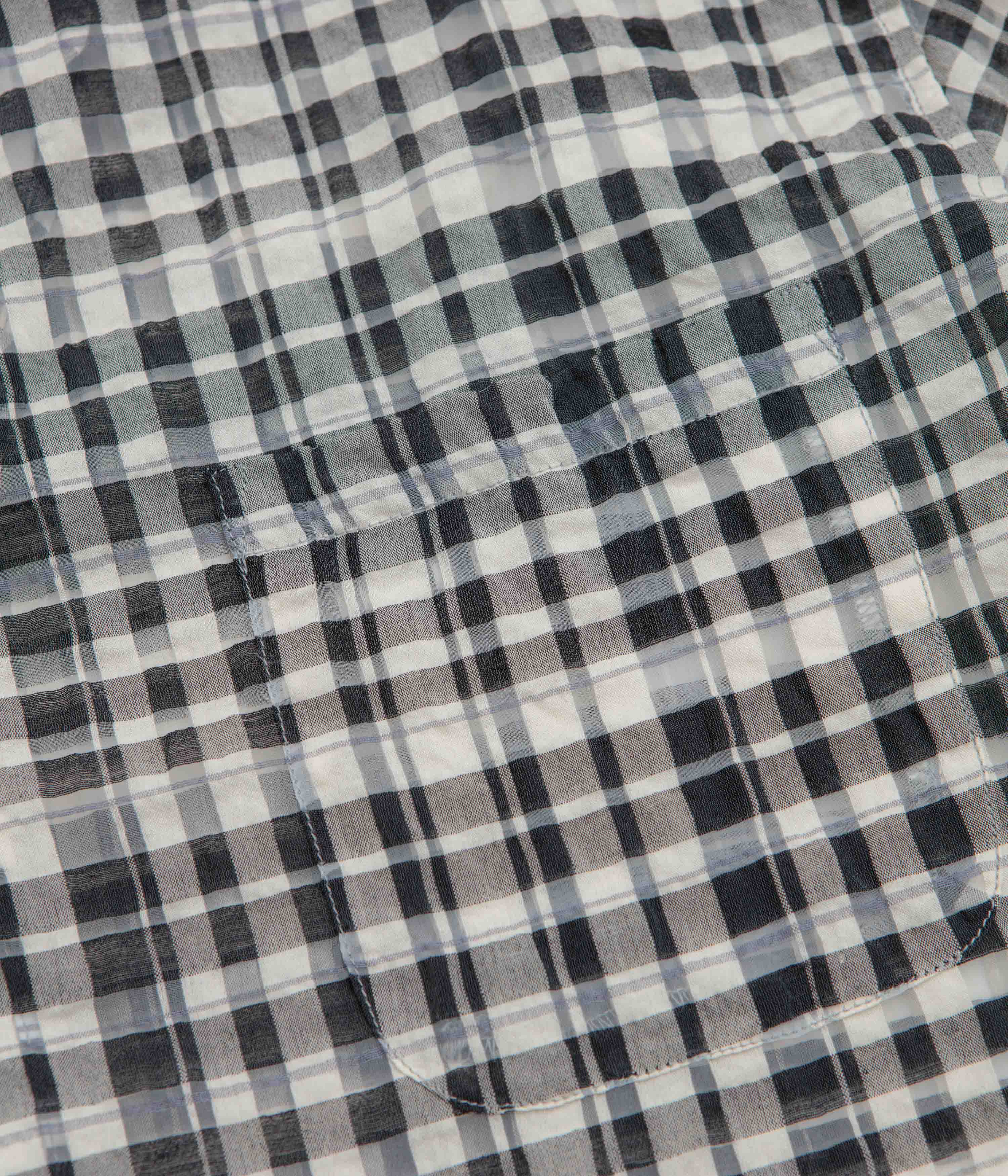 YMC Malick Short Sleeve Shirt - Charcoal / Off White