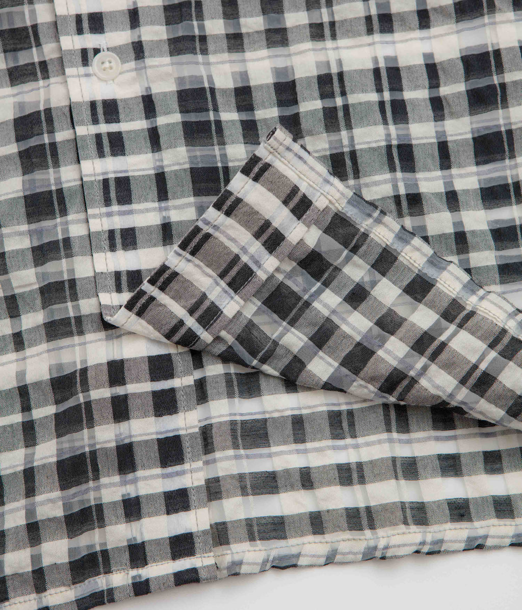 YMC Malick Short Sleeve Shirt - Charcoal / Off White