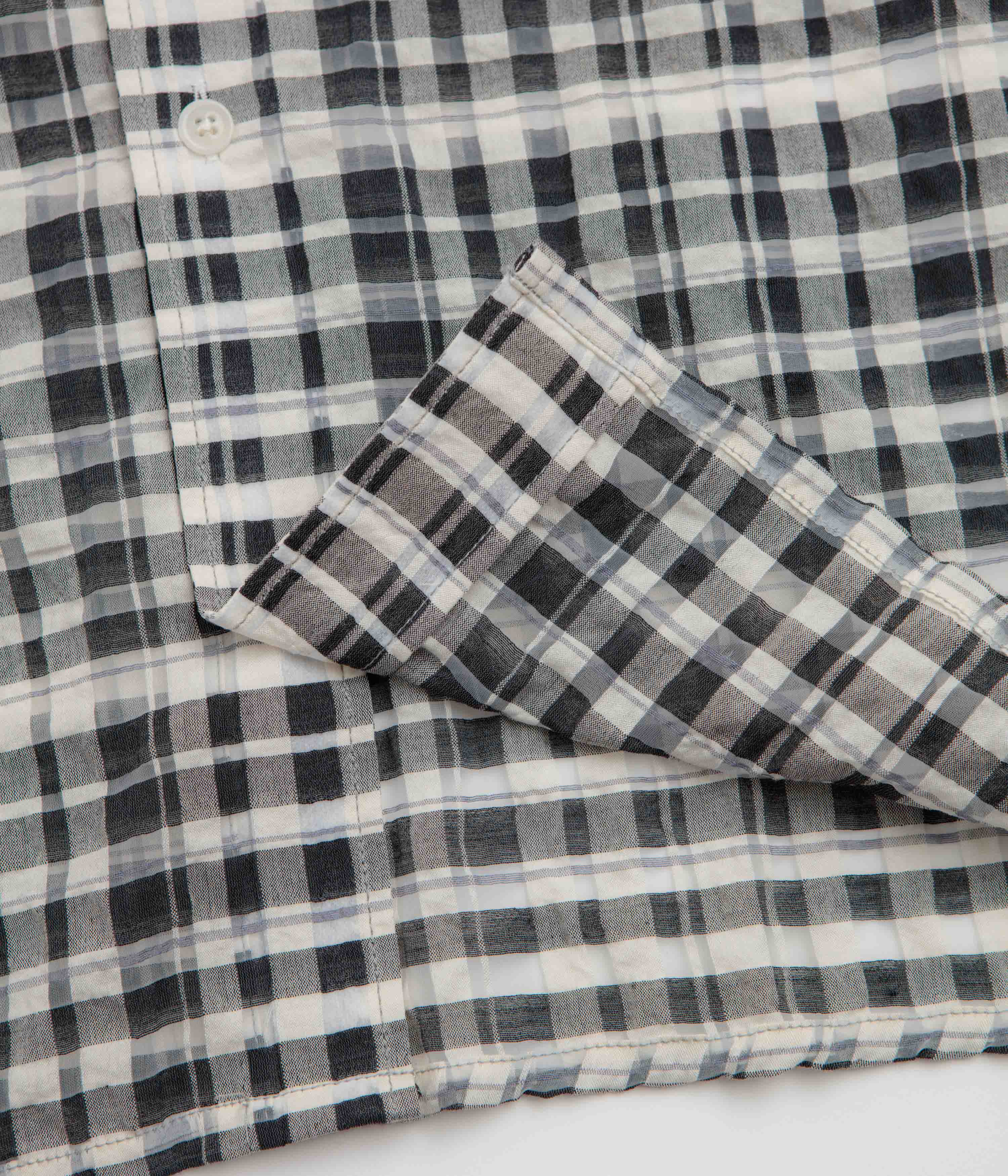 YMC Malick Short Sleeve Shirt - Charcoal / Off White